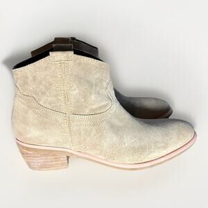 Diba True Moon River Women's 8.5 Tan Suede Western Ankle Booties Slip On Cowgirl